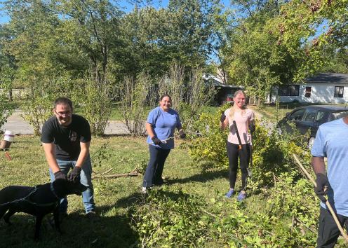 People gathering bush cuttings