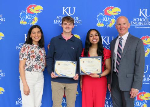 Julia E. Espinoza Mejia, Owen McGovern, Evanna Dominic and Dr. Mark Shiflett